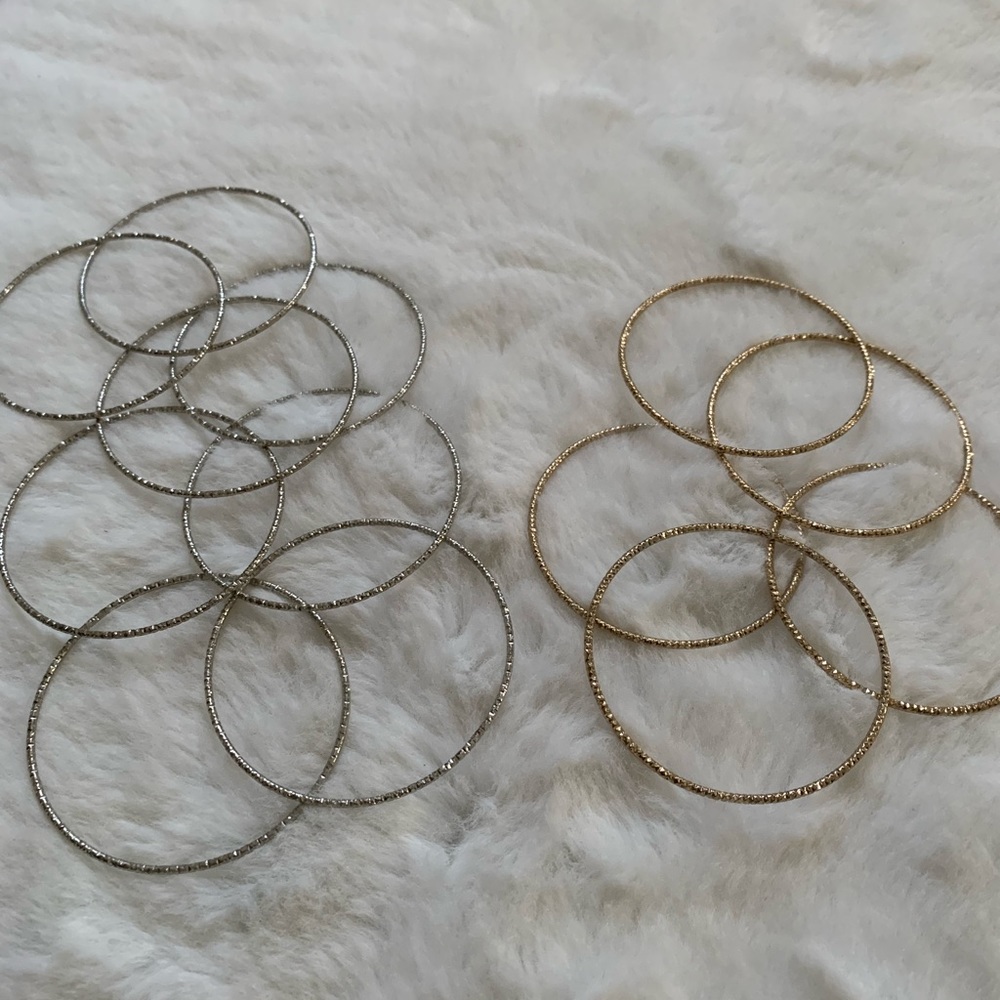 Beautiful set of 15 bracelets, 5 gold, 10 silver.